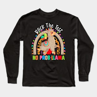 Rock The Test Don't Stress Just Do Your Best Llama Rainbow Long Sleeve T-Shirt